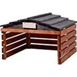 Dobar 56193e Mährobotergarage Dach Rasenroboter Unterstand Massivholz Braun/Schwarz